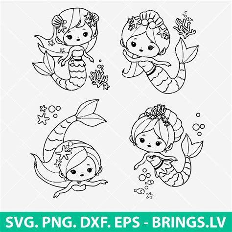 Mermaid Svg Bundle Mermaid Tail Svg Png Dxf Eps