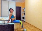 Hot Busty Brunette Myla Angel Shows Her Tits And Pussy Then Performs Set Of Gymnastic Exercises