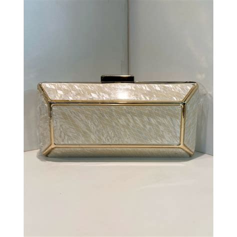 Bolsa De Festa Clutch Madrep Rola Nude Retangular Al A E Detalhe Dourado