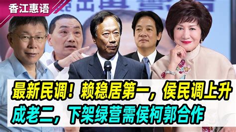 最新民调！江素惠：赖稳居第一，侯民调上升成老二，下架绿营需侯柯郭合作 Youtube