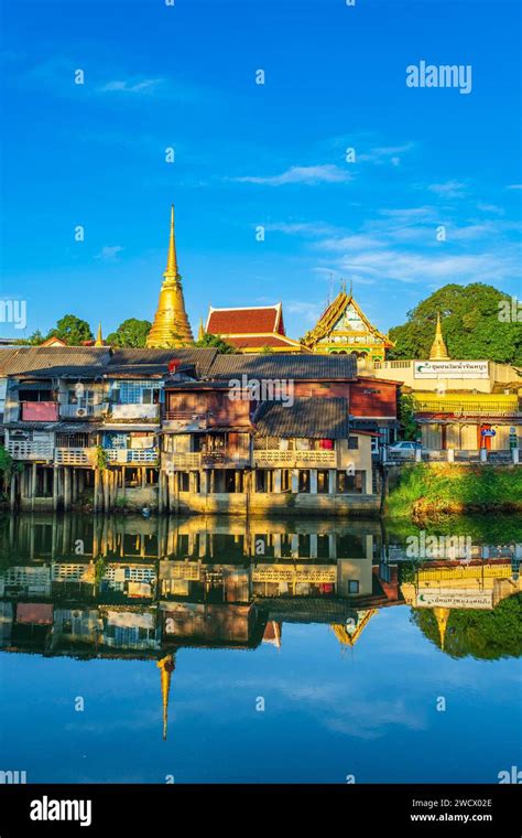 Thailand Chanthaburi Chanthaboon Waterfront Community Lined With