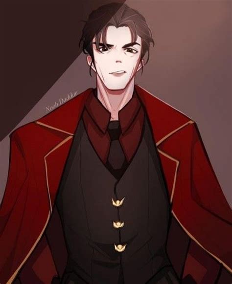 A Drawing Of A Man Wearing A Red Cape And Black Suit With Gold Trimmings