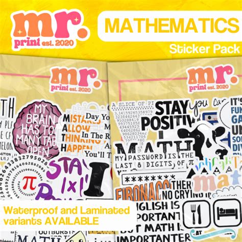 50 PCS| MATHEMATICS STICKERS BS MATH WATERPROOF STICKERS | Lazada PH