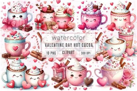 Cute Valentine Day Hot Cocoa Clipart Graphic By Dream Creation Creative Fabrica