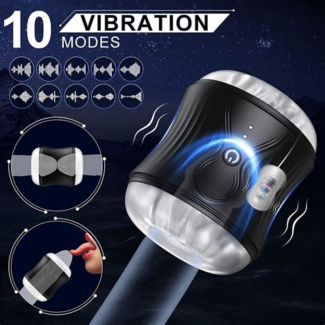 Male Masturbator Penis Massage Magnetic Penis Vibrator With 10 Modes Vibration Black Silicone