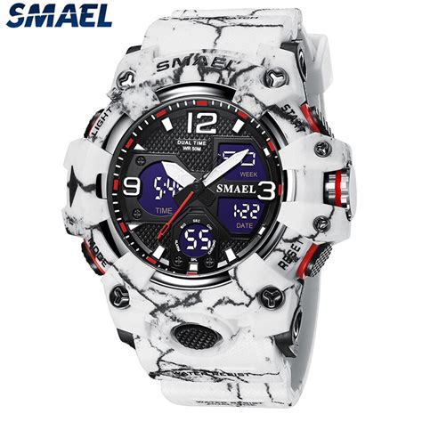 Smael Brand Men Sports Watches Dual Display Analog Digital Led