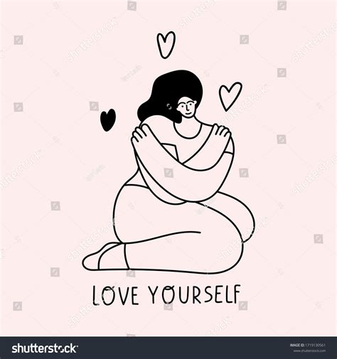 Love Yourself Girl Sitting On Floor Stock Vector Royalty Free
