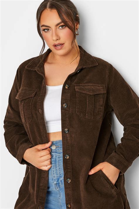 Limited Collection Plus Size Chocolate Brown Corduroy Shacket Yours Clothing