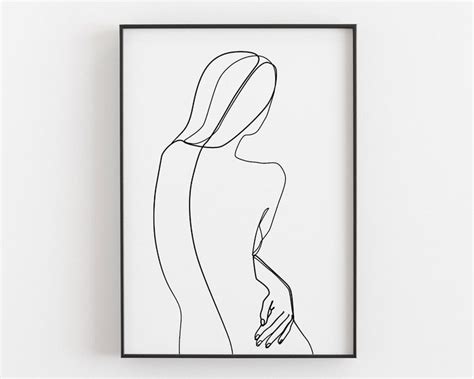 Naked Woman Art Printable Line Drawing Female Figure Art Single Line Art Abstract Woman