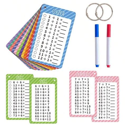 pc math number cards erasable multiplication  division  math