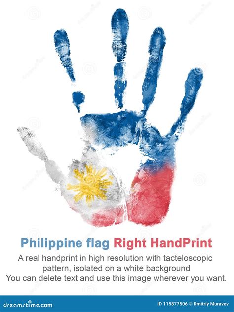 Hand Print of the Right Hand in the Colors of the Flag of Philippines