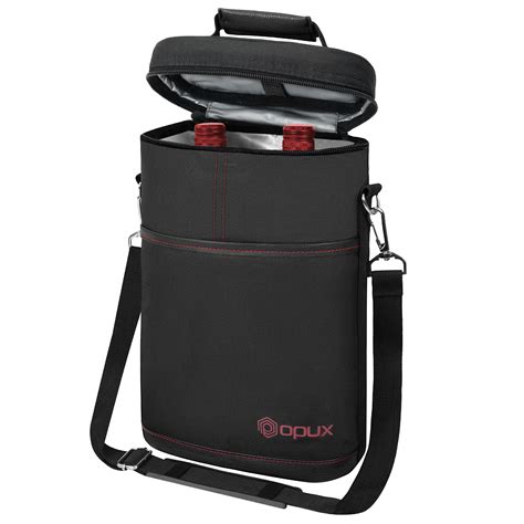 OPUX 2 Bottle Insulated Wine Carrier Tote, Leakproof Travel Bag for