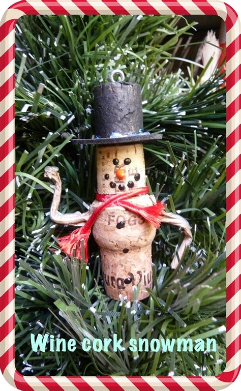 Wine And Champagne Cork Snowman Ornament Cork Crafts Christmas Diy Christmas Ornaments Wine