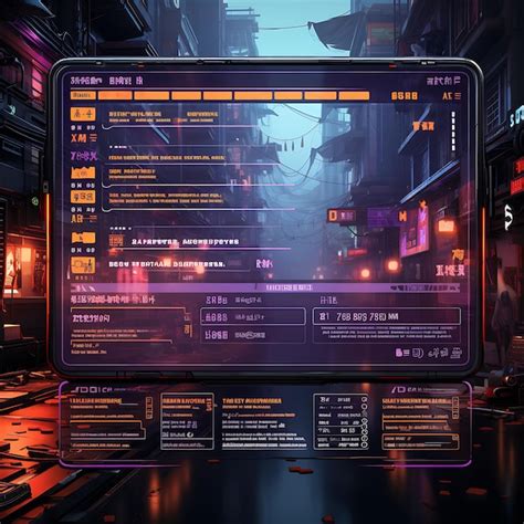 Premium Photo Cyberpunk Pop Up Ui Dystopian City Themed Game Console