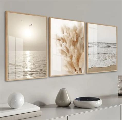 Kit Quadros Decorativos Mar Tons Nude Moldura E Vidro No Elo La Home Design D B