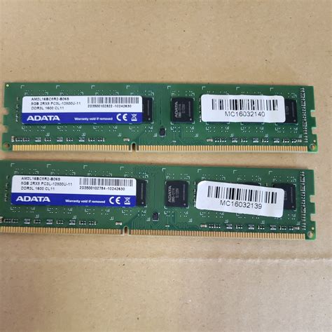 Yahooオークション 送料無料 中古 8gb×2枚 合計16gb Adata Ddr3l 16