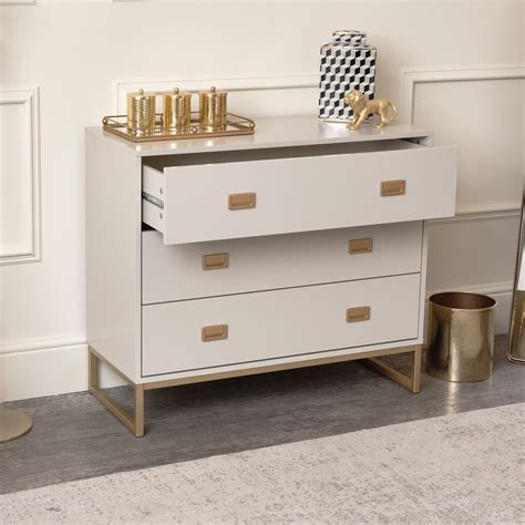 Large 3 Drawer Chest Of Drawers And Pair Of Bedside Tables Elle Stone