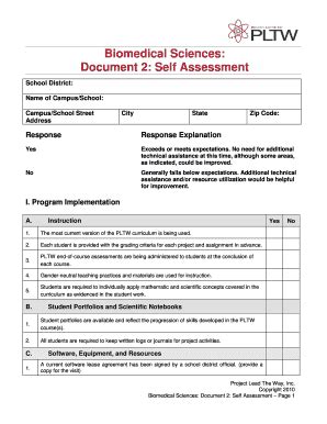 Fillable Online Doe Sd Biomedical Sciences Document 2 Self Assessment