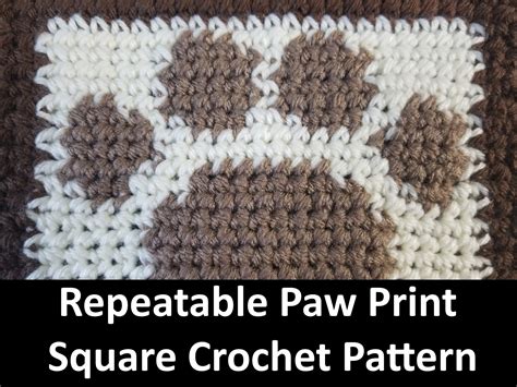 Paw Print Crochet Pattern Square Blanket Easy Crochet Etsy New Zealand