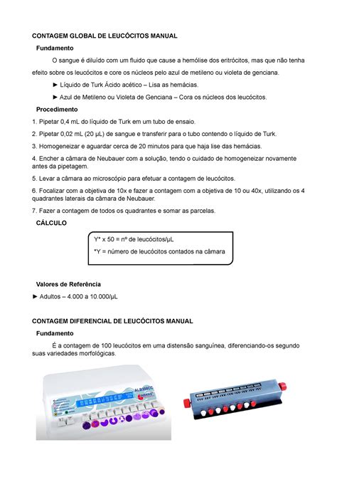 AULA 2710 - Contagem Global DE Leucócitos Manual - CONTAGEM GLOBAL DE