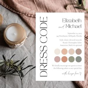 Editable Dress Code Card Wedding Details Card Canva Dress Code Policy