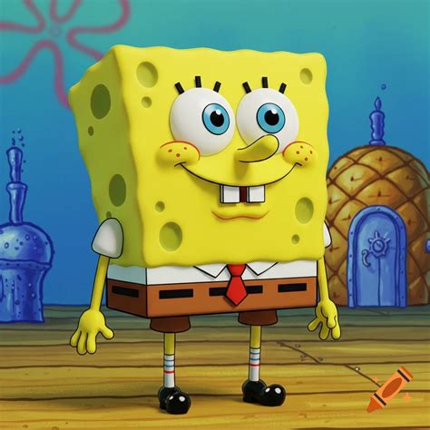 SpongeBob Squarepants Stands In Bikini Bottom In A D Style On Craiyon