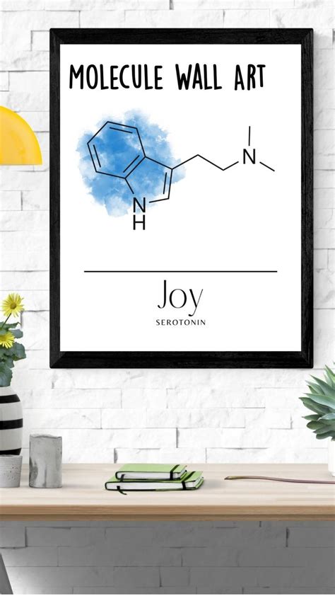 Dark Blue Watercolor Dopamine Oxytocin Serotonin Chemical Molecule Wall