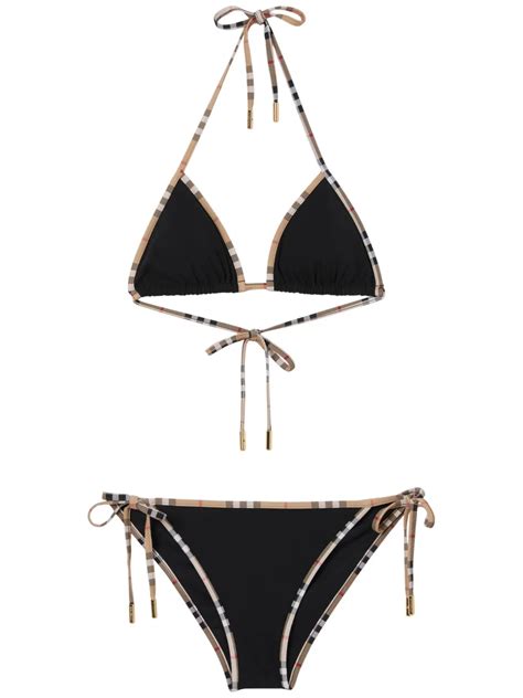Burberry Vintage Check Trim Triangle Bikini Black Farfetch