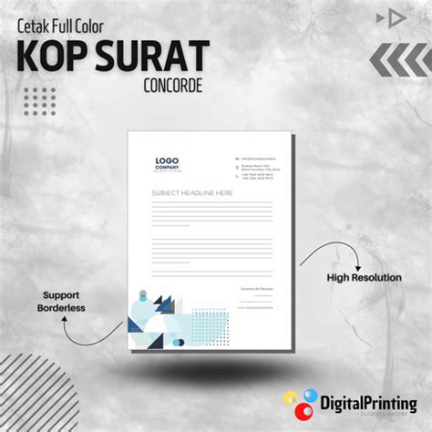 Jual Cetak Kop Surat Concorde A Borderless Jakarta Pusat Digital