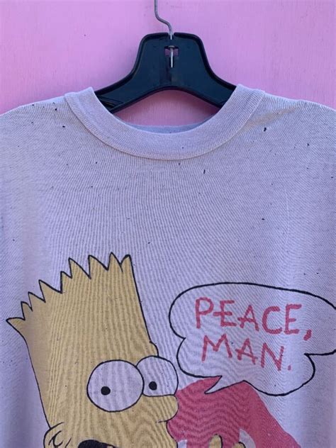 Distressed Oversized Bart Simpson Peace Man Graphic Single