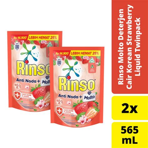 Jual Rinso Molto Deterjen Cair Korean Strawberry Liquid Ml Twinpack