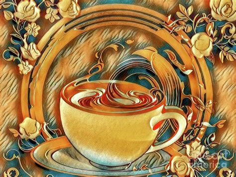 Cup Of Coffee In A Vintage Style Decor Mixed Media By Zenya Zenyaris Fine Art America