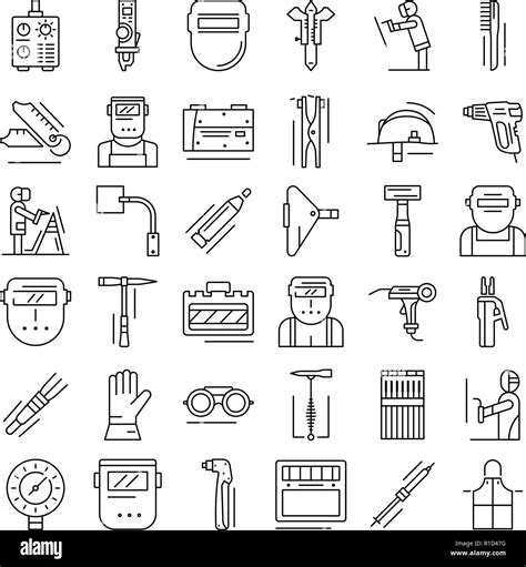 Welder Icon Set Outline Style Stock Vector Image Art Alamy