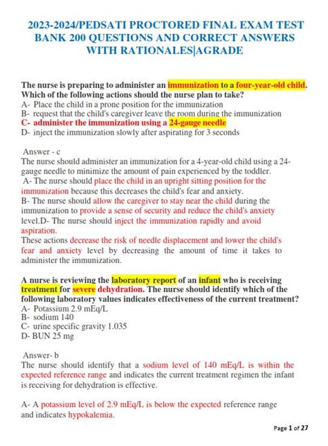 Ati Pediatrics Proctored Exam With Answers