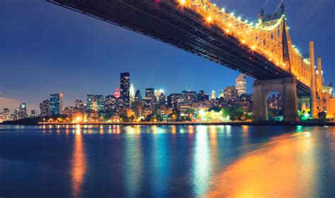 Queensboro Bridge By Night Stock Photo - Download Image Now - Cityscape ...