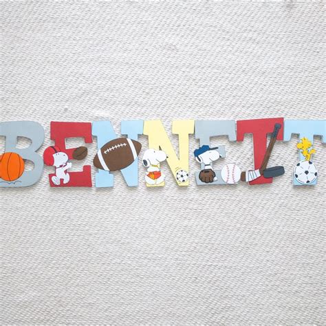 Snoopy Sports Custom Wood Letters Etsy
