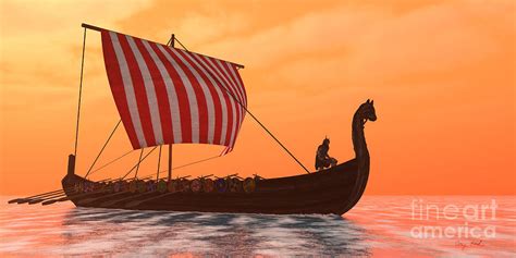 Viking Longship Ventures Painting By Corey Ford