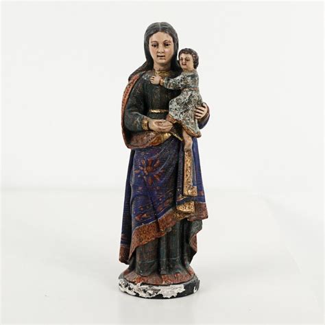 Escultura Nuestra Señora con el niño Jesús Madera Catawiki