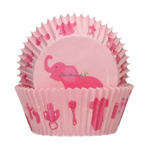 Różowe papilotki na baby shower FunCakes 48 sztuk EkoForemki