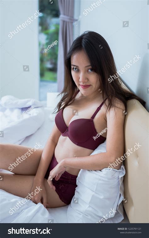 Sexy Asian Woman Lingerie Sitting On Stock Photo Shutterstock