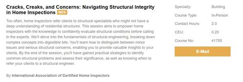 ICC, International Code Council has approved the Cracks, Creaks, and ...