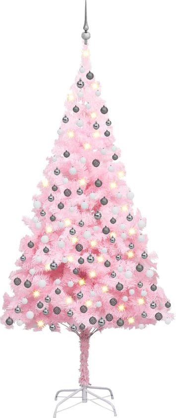 The Living Store Kunstkerstboom Roze 240 Cm Met LED Verlichting Bol