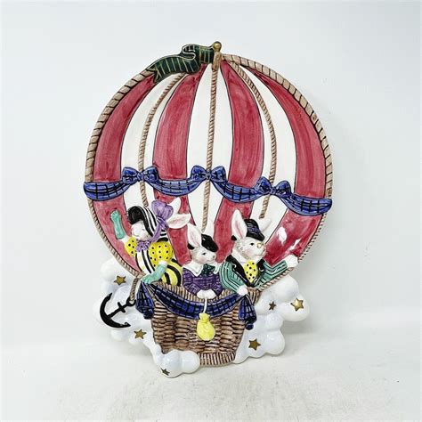 Fitz And Floyd Hot Air Balloon Tray Rabbit Tray Platter 3D Serving Dish Kitchen Decor