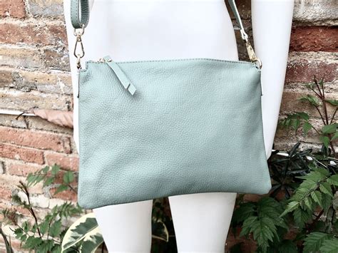 Sage Green Leather Bag Genuine Leather Cross Body Shoulder Bag