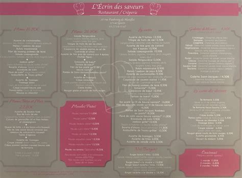 Menu Au Lecrin Des Saveurs Restaurant Gisors