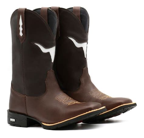 Bota Botina Texana Country Masculina Couro Rodeio Barretos Frete grátis