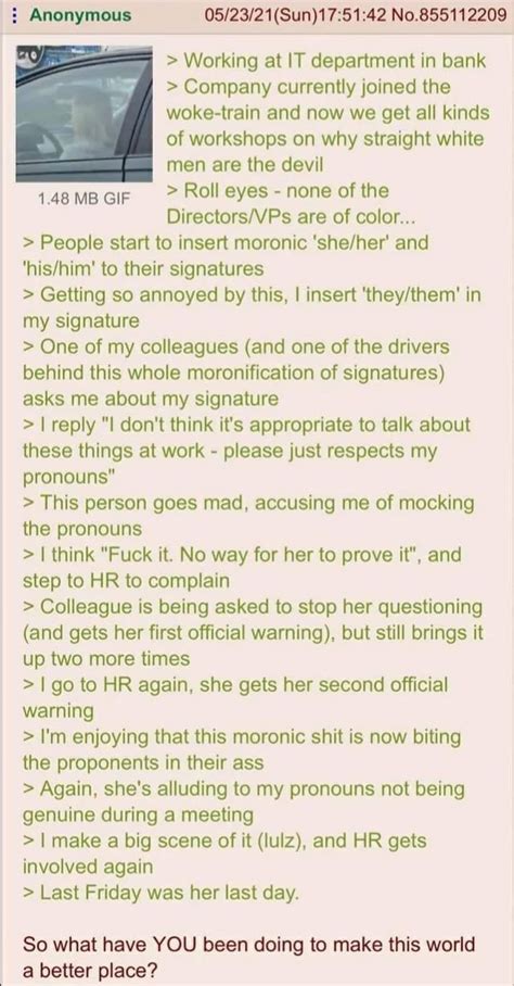 Anon Doesnt Want To Be Woke Greentext