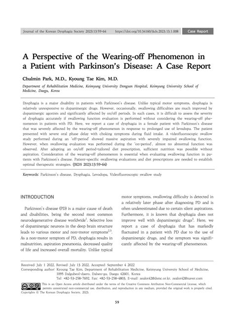 Pdf A Perspective Of The Wearing Off Phenomenon In A Patient With Parkinson’s Disease A Case