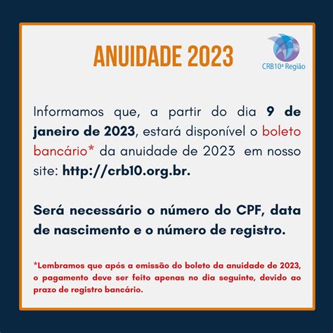 ANUIDADE 2023 CRB 10