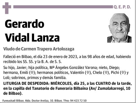 Gerardo Vidal Lanza Esquela El Correo